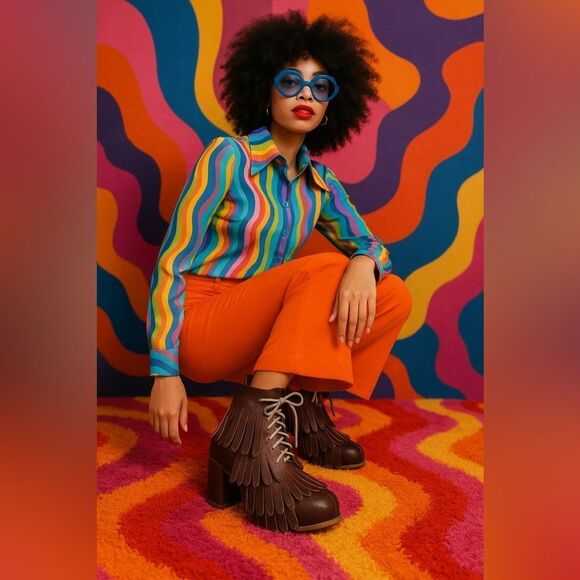 New Irregular Choice Carnaby Bond Red SKY HIGH Platform Brogue Boot Size 6 - Picture 1 of 15